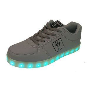 Electric Styles LED Shoes Mens Light Up Glow Sneakers Gray Lo Top Bolt EDM Rave